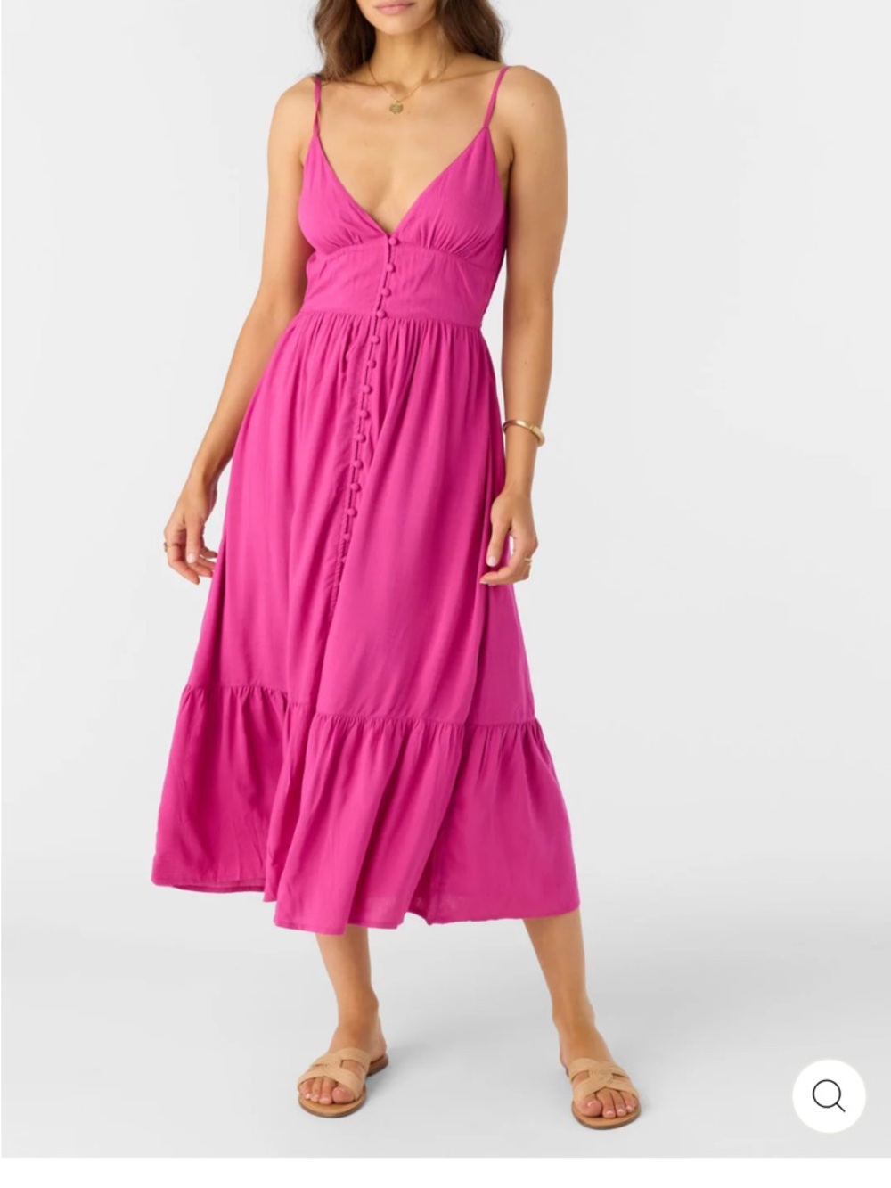 O’Neill Fuchsia Spaghetti-Strap Midi Dress